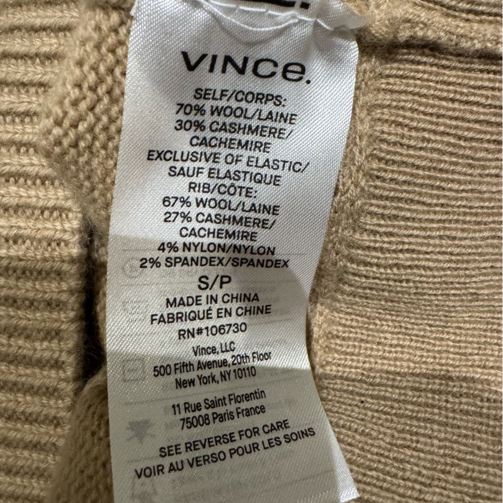 NWT Vince Double Layer Wool & Cashmere Sweater, Color: Camel, Size: Small - Picture 9 of 10